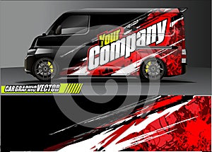 Van livery graphic vector. abstract grunge background design for vehicle vinyl wrap and car branding