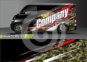 Van livery graphic vector. abstract grunge background design for vehicle vinyl wrap and car branding