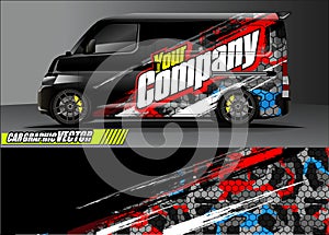 Van livery graphic vector. abstract grunge background design for vehicle vinyl wrap and car branding