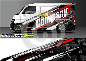 Van livery graphic vector. abstract grunge background design for vehicle vinyl wrap and car branding