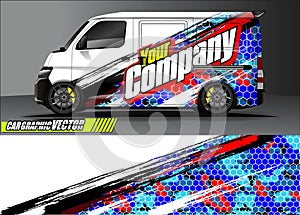 Van livery graphic vector. abstract grunge background design for vehicle vinyl wrap and car branding