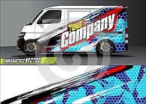 Van livery graphic vector. abstract grunge background design for vehicle vinyl wrap and car branding