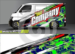 Van livery graphic vector. abstract grunge background design for vehicle vinyl wrap and car branding