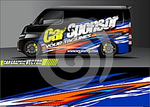 Van livery graphic vector. abstract grunge background design for vehicle vinyl wrap and car branding