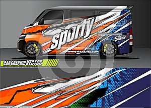 Van livery graphic vector. abstract grunge background design for vehicle vinyl wrap and car branding