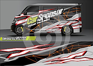 Van livery graphic vector. abstract grunge background design for vehicle vinyl wrap and car branding