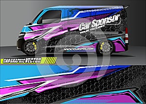 Van livery graphic vector. abstract grunge background design for vehicle vinyl wrap and car branding