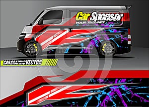 Van livery graphic vector. abstract grunge background design for vehicle vinyl wrap and car branding