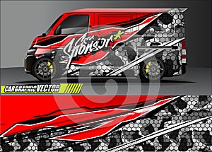 Van livery graphic vector. abstract grunge background design for vehicle vinyl wrap and car branding