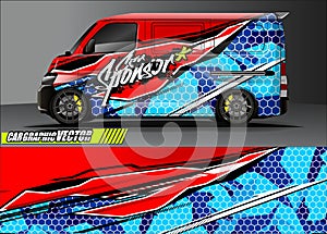 Van livery graphic vector. abstract grunge background design for vehicle vinyl wrap and car branding