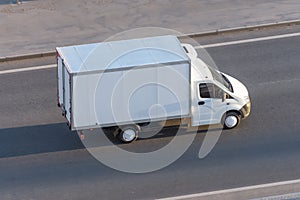 Van logistic truck driving on the highway