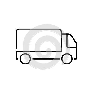 Van Shipping Parcel Line Icon. Cargo Fast Delivery Service Linear Pictogram. Freight Truck Transport Courier Black