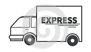 Van or truck, delivery service goods shipping isolated icon