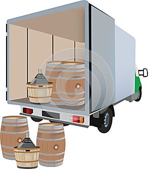 Van truck use for transporting wine demijohns-
