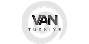 Van in the Turkey emblem. The design features a geometric style, vector illustration with bold typography in a modern font. The