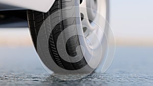 Van wheel close-up 3d illustration