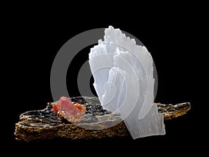 Vanadinite and Anhydrite on Mica photo