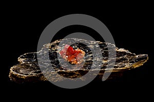 Vanadinite crystal on mica