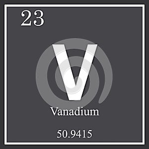 Vanadium chemical element, dark square symbol