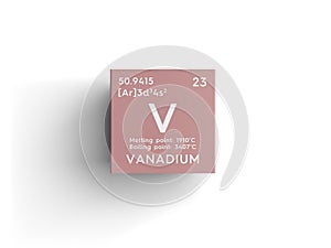 Vanadium. Transition metals. Chemical Element of Mendeleev\'s Periodic Table. 3D illustration