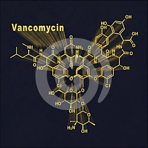 Vancomycin molecule, antibiotic, chemical structure