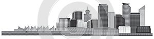 Vancouver BC Canada Skyline Grayscale Vector Illustration photo