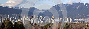 Vancouver BC City Skyline and Mountains photo