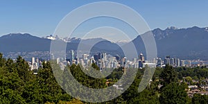 Vancouver BC City Skyline and Mountains View in Canada