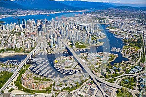 Vancouver Canada aerial photo of mountains and shoreline