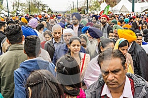 VANCOUVER, CANADA - April 14, 2018: people on the street during annual Indian Vaisakhi Parade