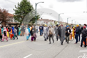 VANCOUVER, CANADA - April 14, 2018: people on the street during annual Indian Vaisakhi Parade