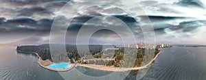 Vancouver, Canada. Sunset panoramic aerial view from Stanley Par