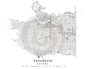 Vancouver ,Canada,Urban detail Streets Roads Map ,vector element template image photo