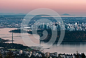 Vancouver city at dusk, Canada