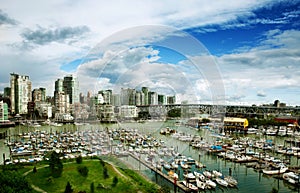 Vancouver downtown over Granville island