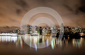 Vancouver downtown skyline at night, Canada BC