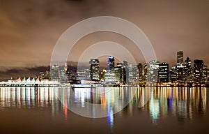 Vancouver downtown skyline at night, Canada BC