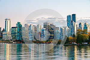 Vancouver Downtown with sunset sky backgrounds