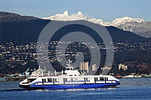 Vancouver Harbor Ferry Two Lions Mountains BC