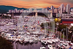 Vancouver Harbour with sunset.