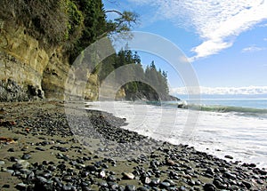 Vancouver Island, British Columbia, Pacific Waves Breaking on Mystic Beach, Juan de Fuca Marine Provincial Park, Canada