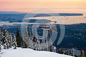 Vancouver panorama and Capilano lake from Grouse Grind