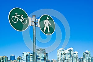 Vancouver pedestrian and cycling lane sign