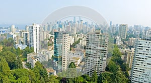 Vancouver skyline aerial view from Stanley park