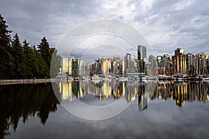 Vancouver Skyline and Cloudy Sky at Sunset