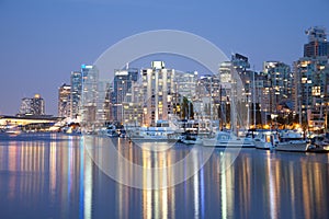 Vancouver skyline at night photo