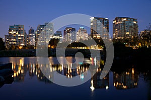 Vancouver skyline at night