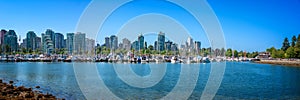 Vancouver skyline, panorama from Stanley Park in summer, British Columbia Canada