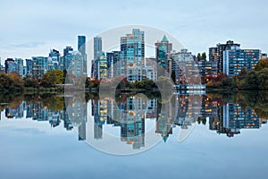 Vancouver skyline reflection