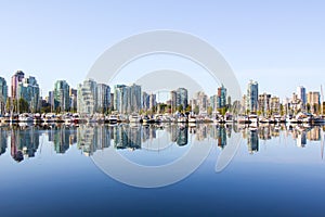 Vancouver skyline, yacht, water